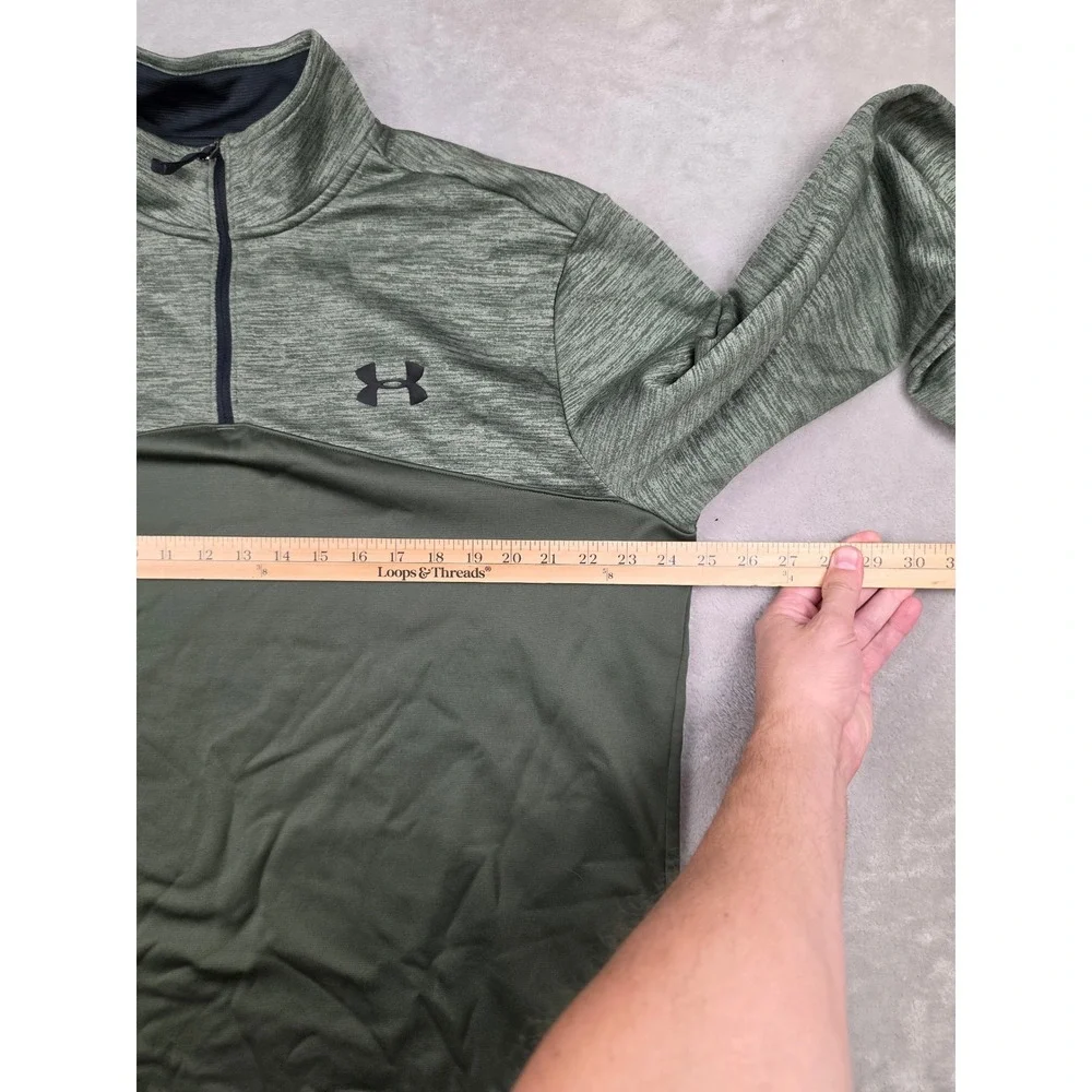 Under Armour 1/4 Zip Pullover Mens XL Green ColdGear Loose Fit Fleece Sweater